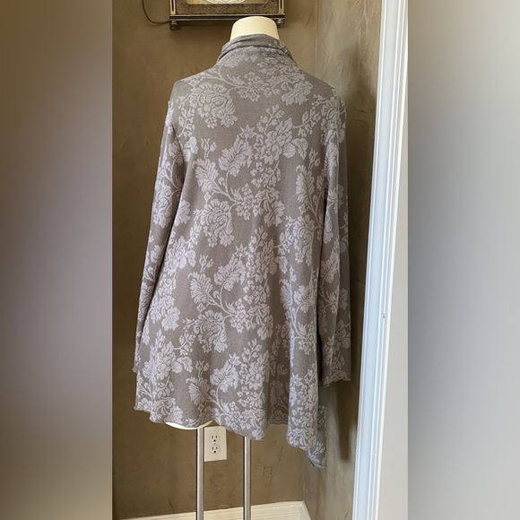 KNOX ROSE Open Shawl Cardigan Women’s Sweater Gray Floral, size XL - Picture 4 of 7